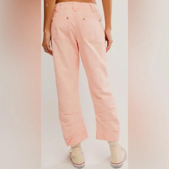 Free People SUPERSONIC SLIM PANT  IN CORAL PINK - Picture 2 of 8